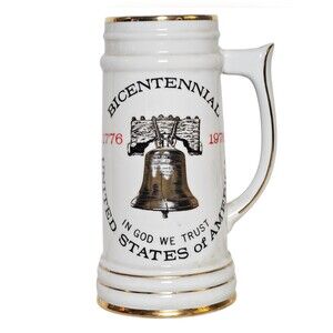 Vintage 1976 Viletta Bicentennial Stein – 7.5" Commemorative Tankard 24K Gold Tr